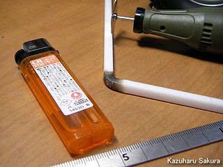 タミヤ ハイラックス・ハイリフト製作記 ～ 荷台の鳥居の製作 ～ 荷台の鳥居の製作 ～ プラ棒を曲げる